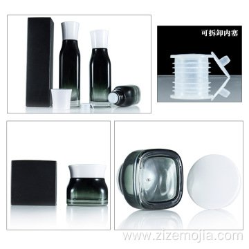 120ml cosmetic square glass lotion bottle set